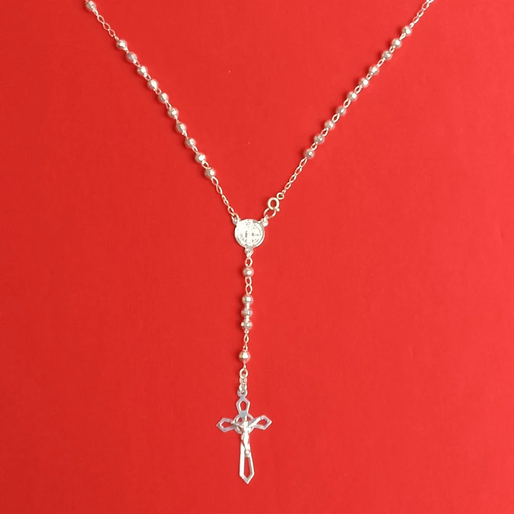 925‎ sterling SILVER men and women/Catholic ROSARIO necklace